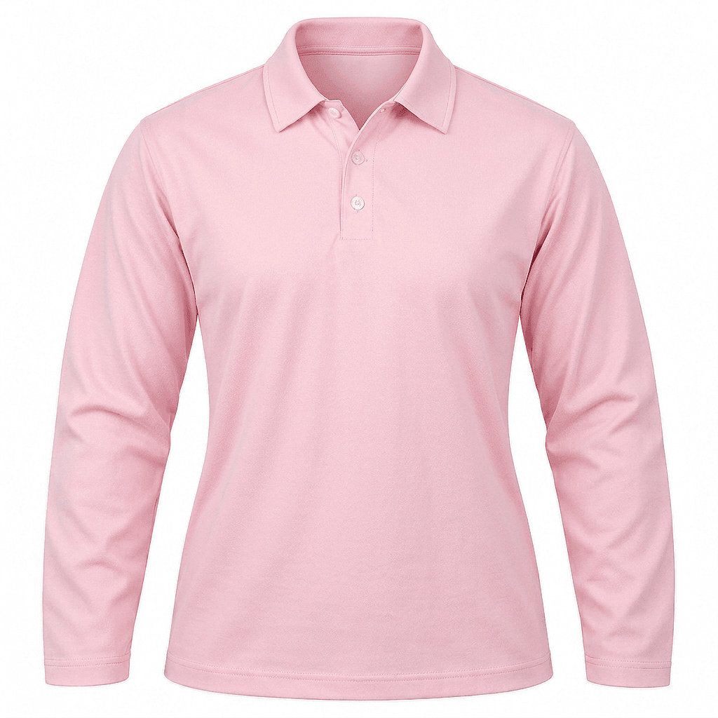Ladies Stanford Golf Shirt, Fitted Long Sleeve, 180g Cotton, Self-Fabric Collar