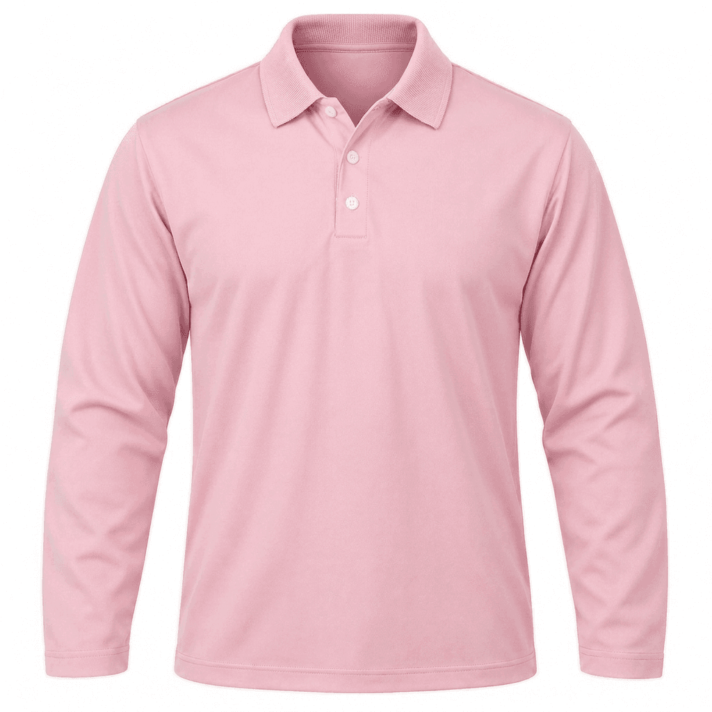 Men's Harvard Golf Shirt, Fitted Long Sleeve, 180g Cotton, Knitted Collar