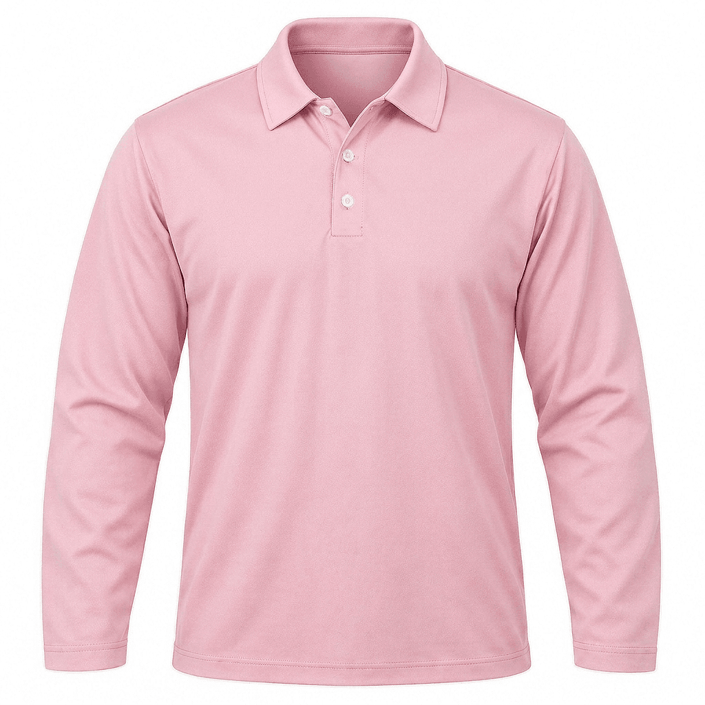 Men's Stanford Golf Shirt, Fitted Long Sleeve, 180g Cotton, Self-Fabric Collar