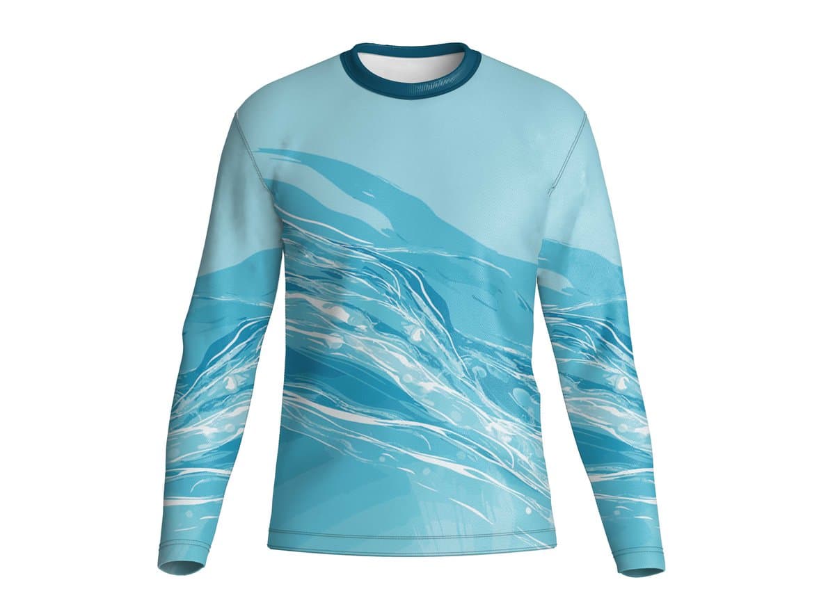 Dye Sub Kid's Crew Neck T-shirt, Fitted Long Sleeve, Reverse Birdseye