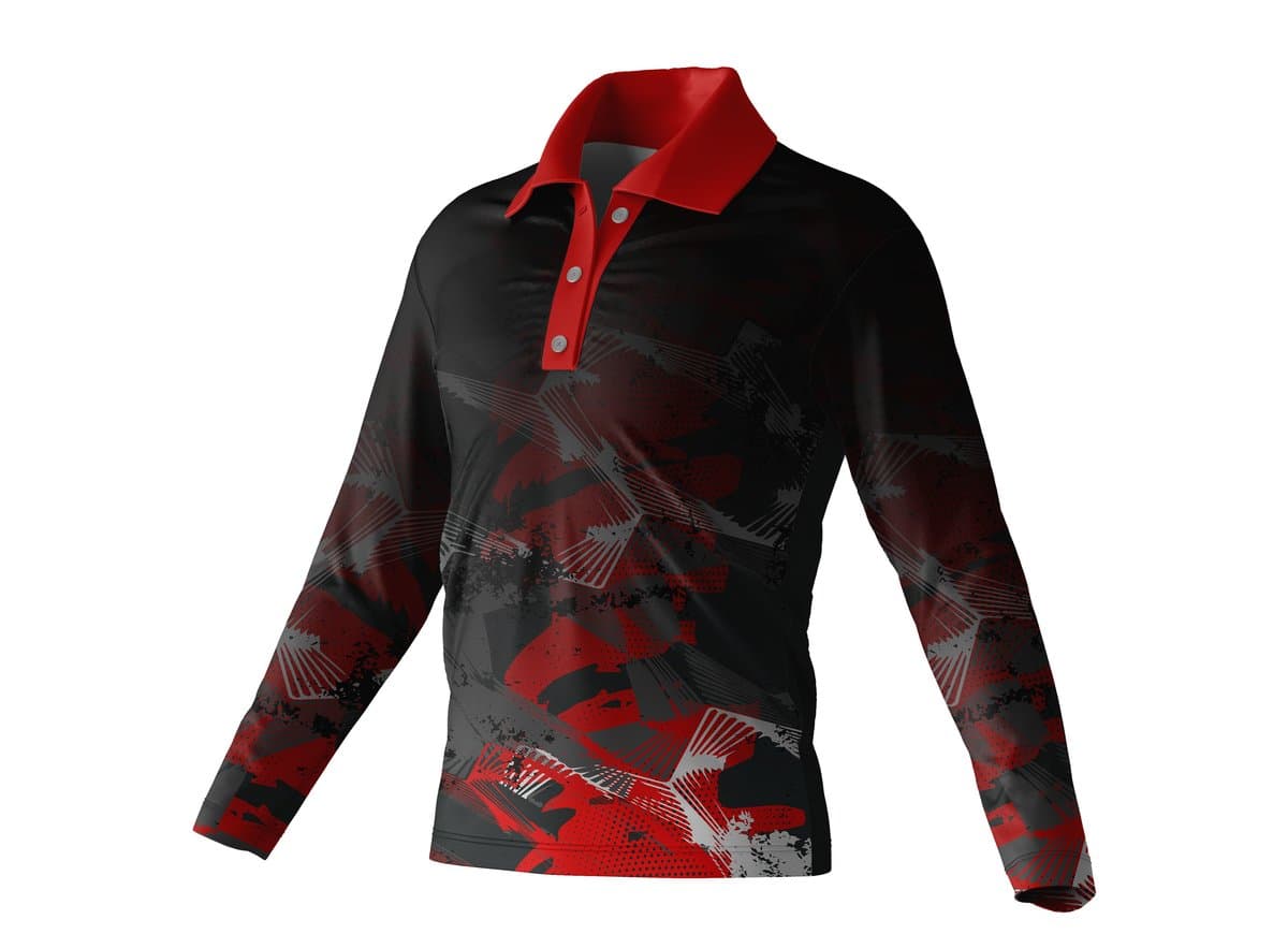 Dye Sub Kid's Golf Shirt, Fitted Long Sleeve, Drop Needle