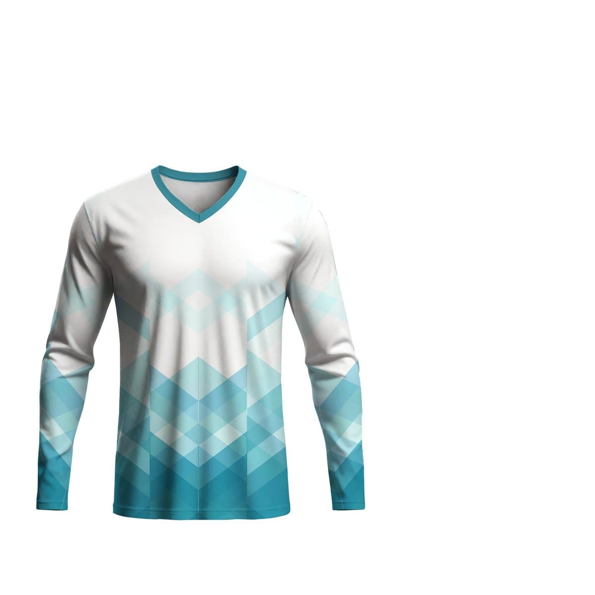 Dye Sub Kid's V-Neck T-shirt, Fitted Long Sleeve, Reverse Birdseye