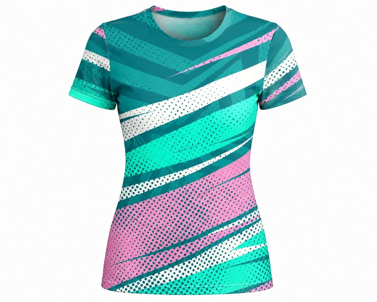 Dye Sub Ladies Crew Neck T-shirt, Fitted Short Sleeve, Birdseye