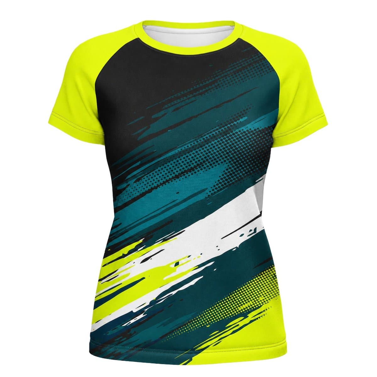 Dye Sub Ladies Crew Neck T-shirt, Raglan Short Sleeve, Sport Tec