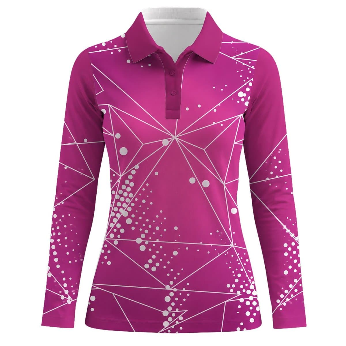 Dye Sub Ladies Golf Shirt, Fitted Long Sleeve, Drop Needle