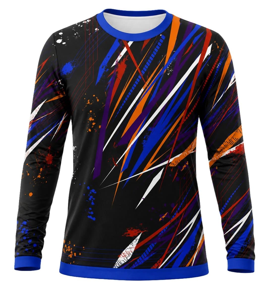 Dye Sub Ladies Ringer Crew Neck T-shirt, Fitted Long Sleeve, Reverse Birdseye