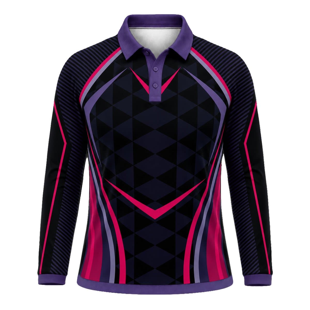 Dye Sub Ladies Ringer Golf Shirt, Raglan Long Sleeve, Birdseye
