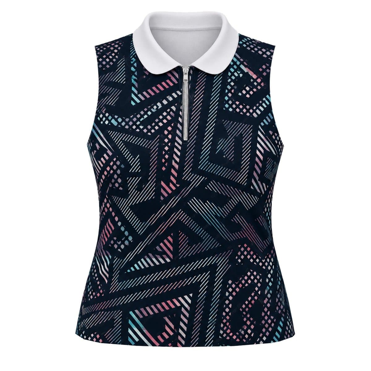 Dye Sub Ladies Sleeveless Golf Shirt, 1/4 Zip, Sport Tec