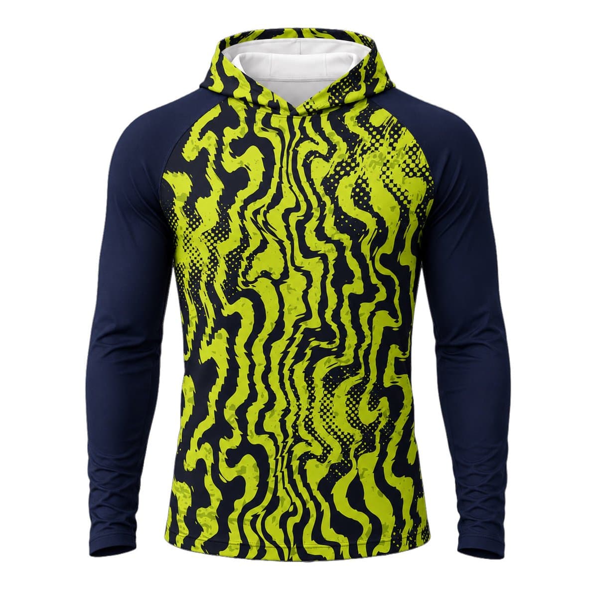Dye Sub Men's Hooded T-shirt, Raglan Long Sleeve, Birdseye