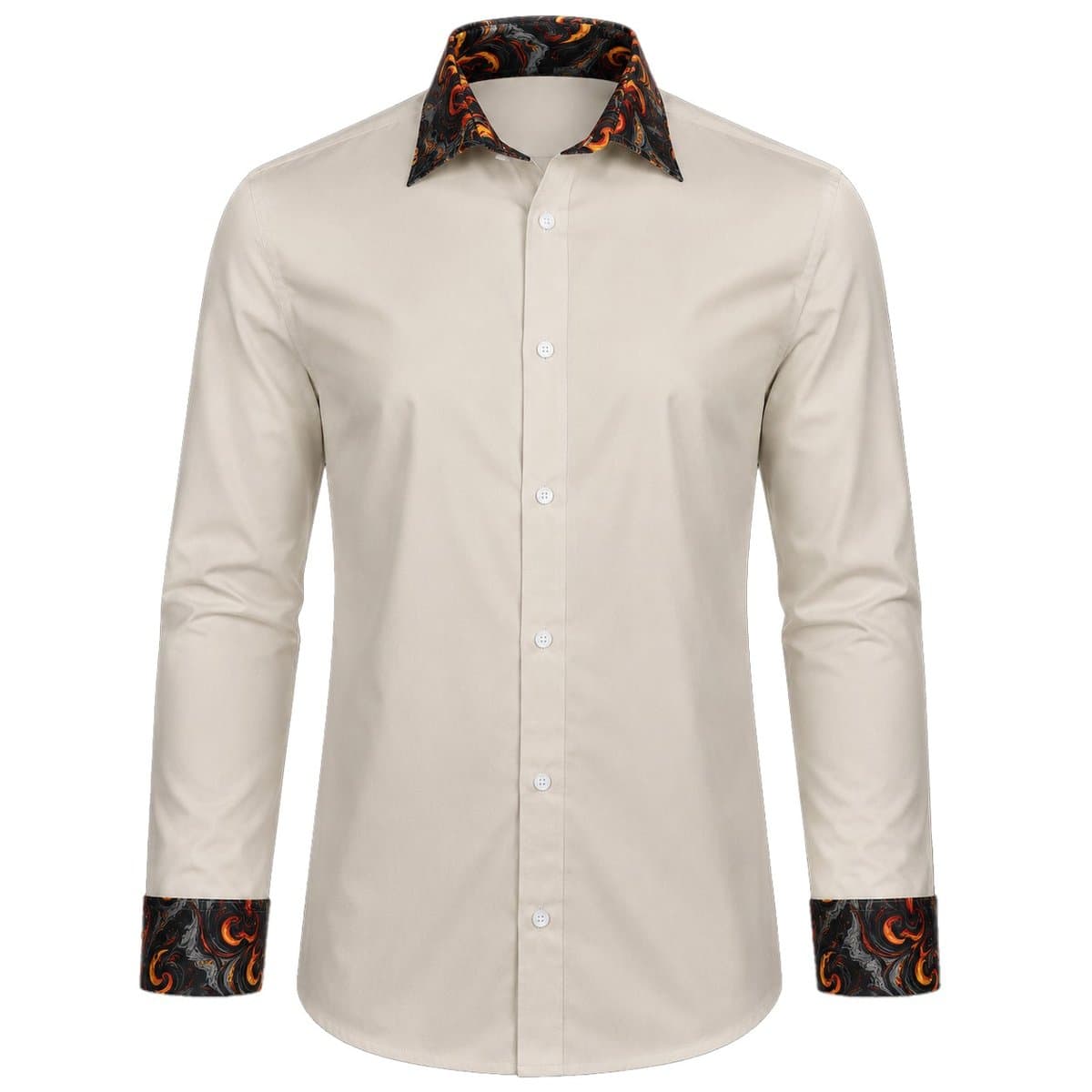 Men's Lounge Shirt, Sublimated Cuff & Collar, Long Sleeve, Poly Cotton 110g