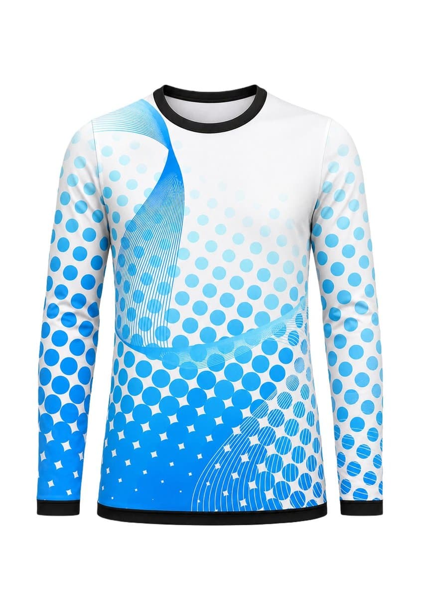 Dye Sub Men's Ringer Crew Neck T-shirt, Fitted Long Sleeve, Sport Tec