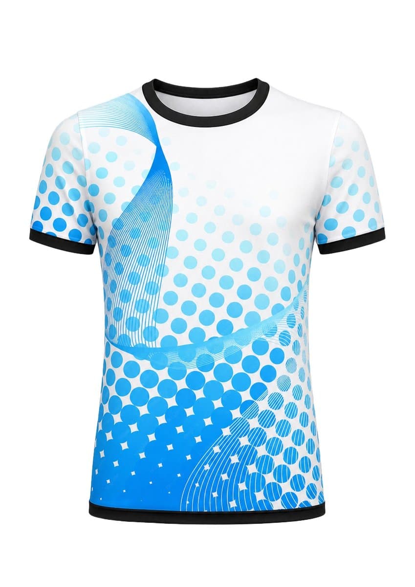 Dye Sub Men's Ringer Crew Neck T-shirt, Fitted Short Sleeve, Drop Needle