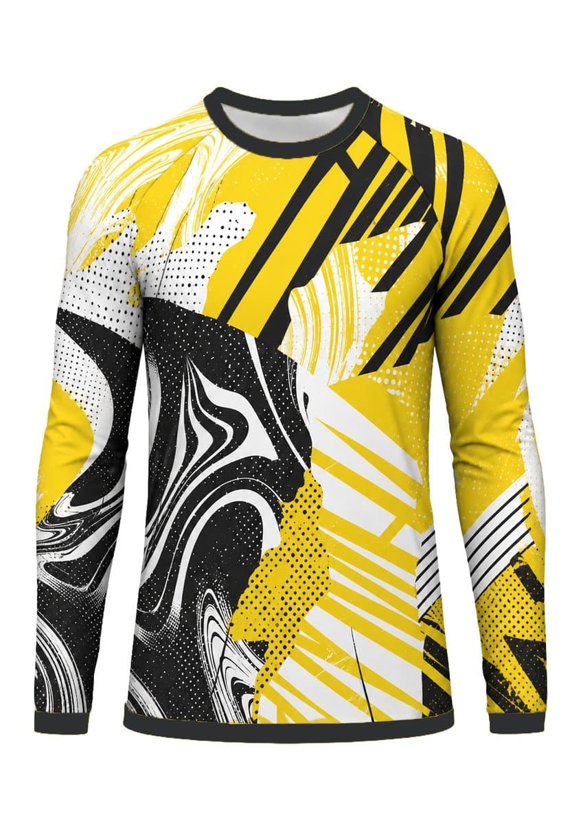 Dye Sub Men's Ringer Crew Neck T-shirt, Raglan Long Sleeve, Drop Needle
