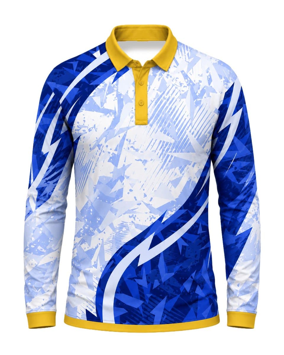 Dye Sub Men's Ringer Golf Shirt, Fitted Long Sleeve, Drop Needle