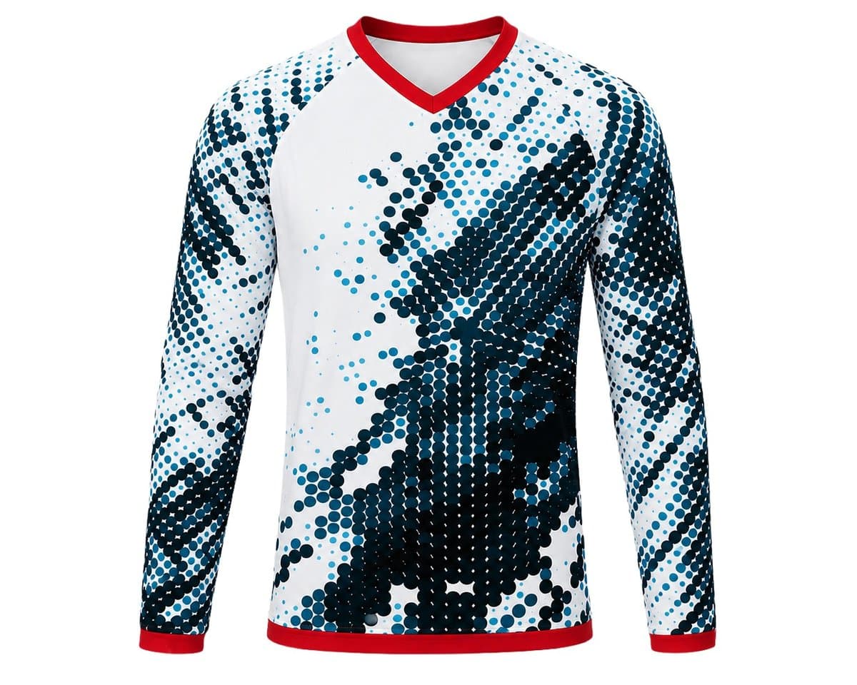 Dye Sub Men's Ringer V-Neck T-shirt, Raglan Long Sleeve, Sport Tec