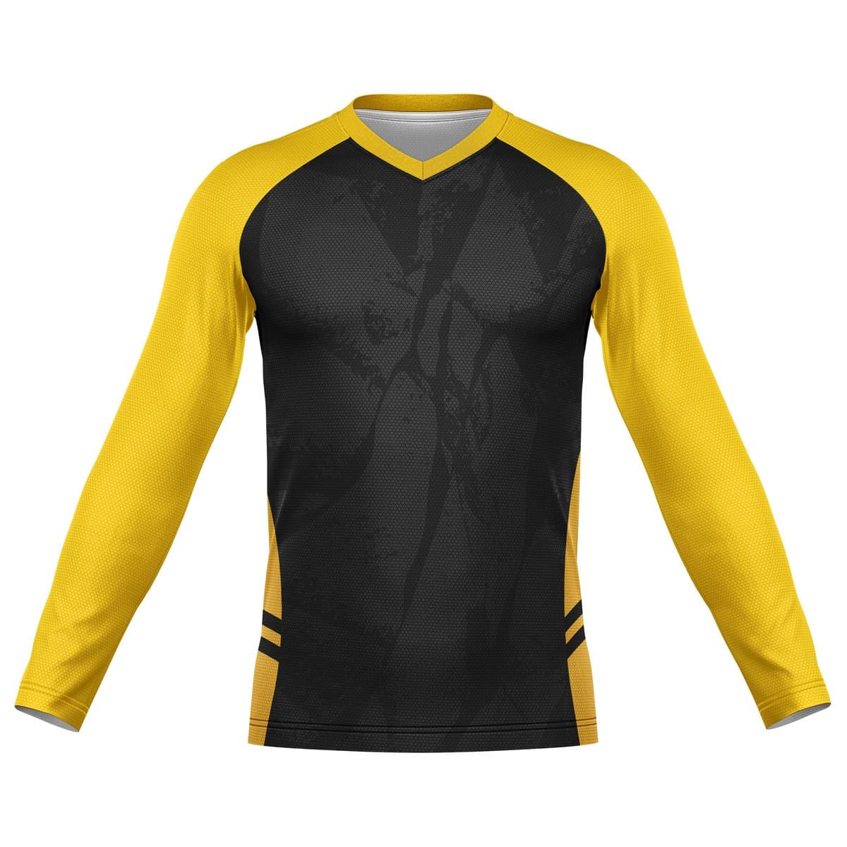 Dye Sub Men's V-Neck T-shirt, Raglan Long Sleeve, Reverse Birdseye