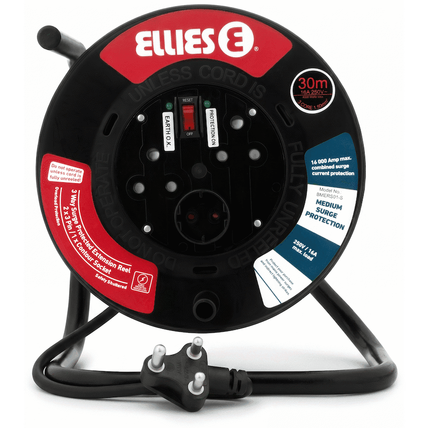 Ellies Heavy Duty Surge Extension Reel-30M-BK