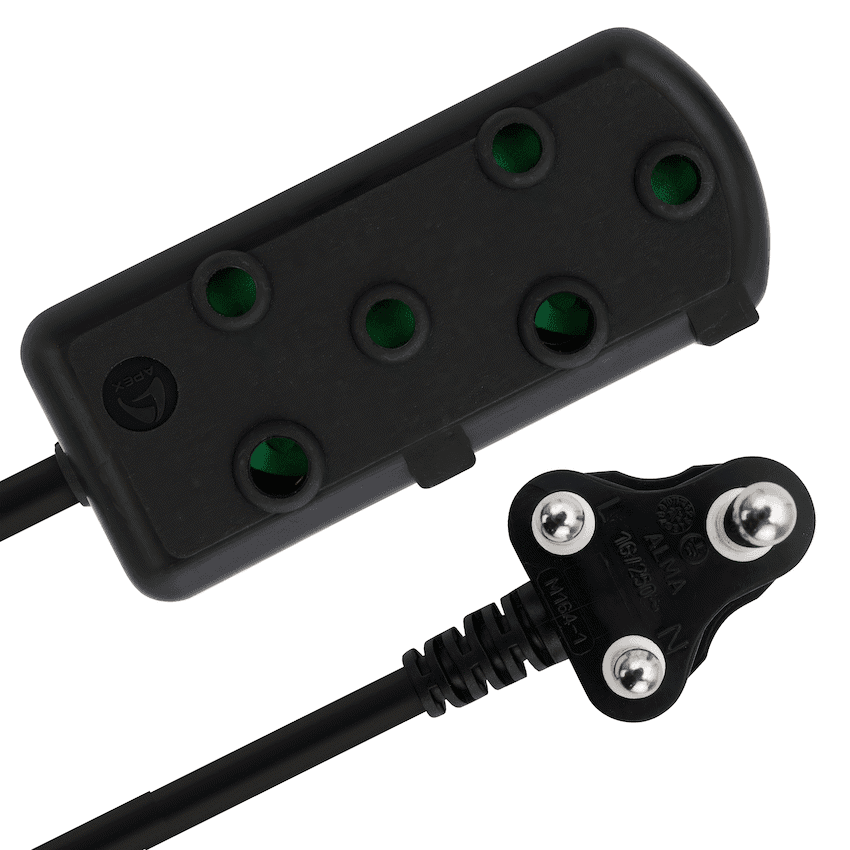 Ellies Side-by-Side Heavy-Duty Extension Lead - 3m - Black