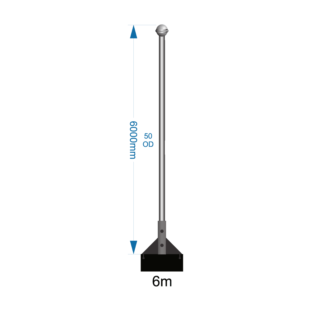Ground Mounted Flagpole 6m - supply only