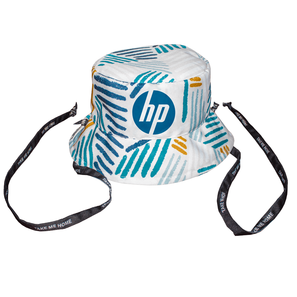 Bustle Reversible Bucket Hat With Personalised Branded Petersham Ties