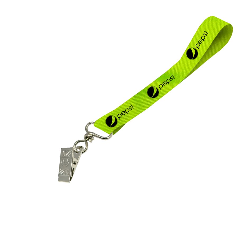 Hi-Viz Wrist Phone Strap Black Sublimation Print S/Sided with Crocodile Clip 15 x 340mm