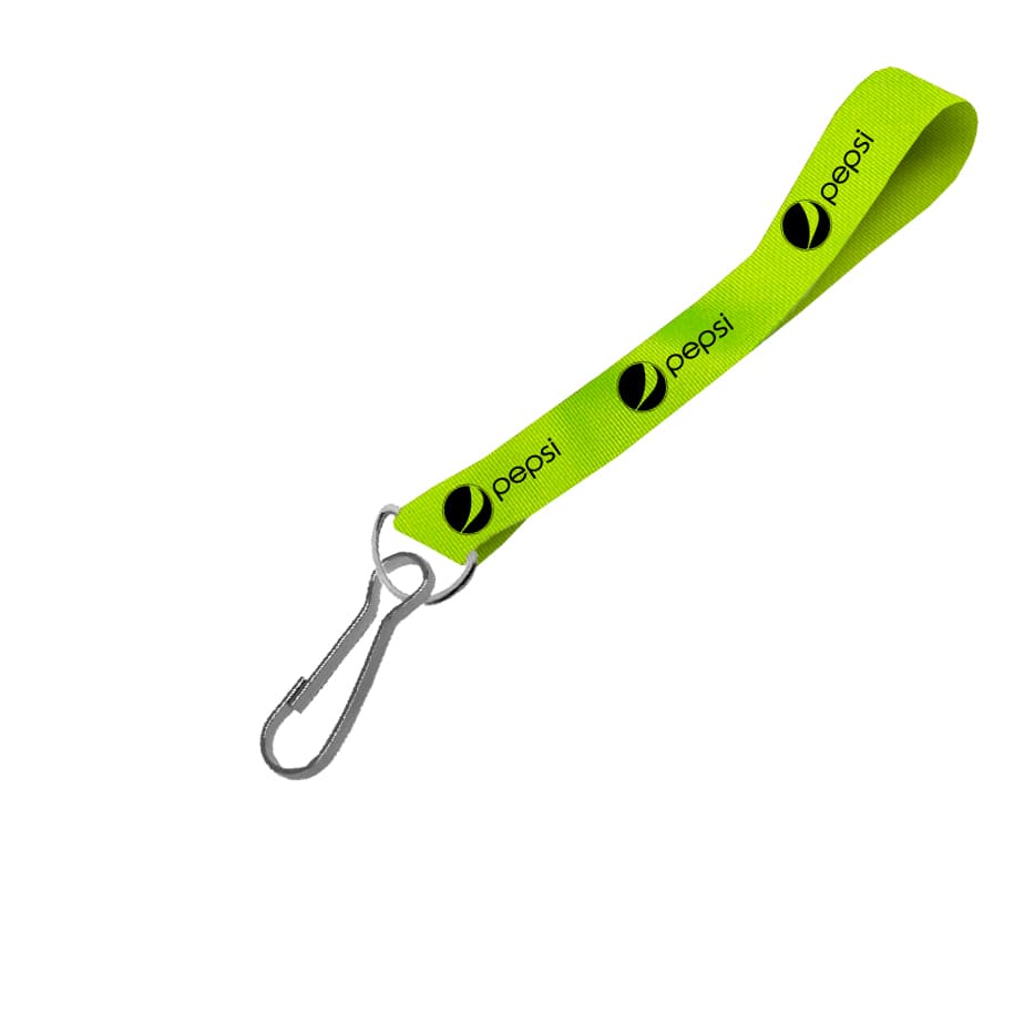 Hi-Viz Wrist Phone Strap Black Sublimation Print S/Sided with Swivel Hook 15 x 340mm