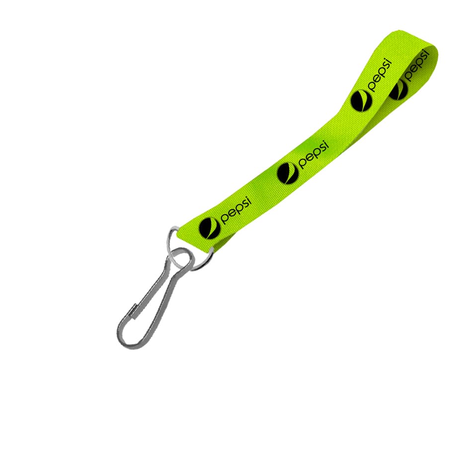 Hi-Viz Wrist Phone Strap Black Sublimation Print D/Sided with Swivel Hook 20 x 340mm