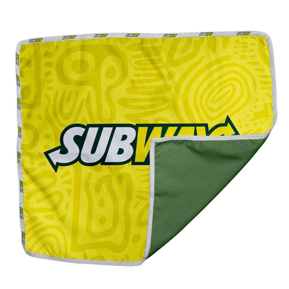 Parsley Quick Drying Tea Towel D/S Print Binded With Personalised Branded Petersham Webbing
