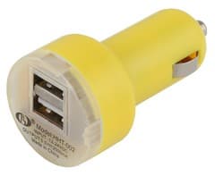Car Lighter USB Charger (Double) - Yellow