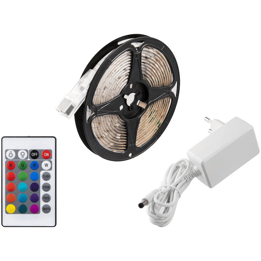 Switched 3m RGB LED Strip Light Kit