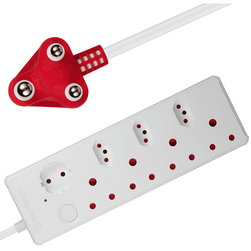 Switched Medium Surge 8-Way Multiplug 0.5m