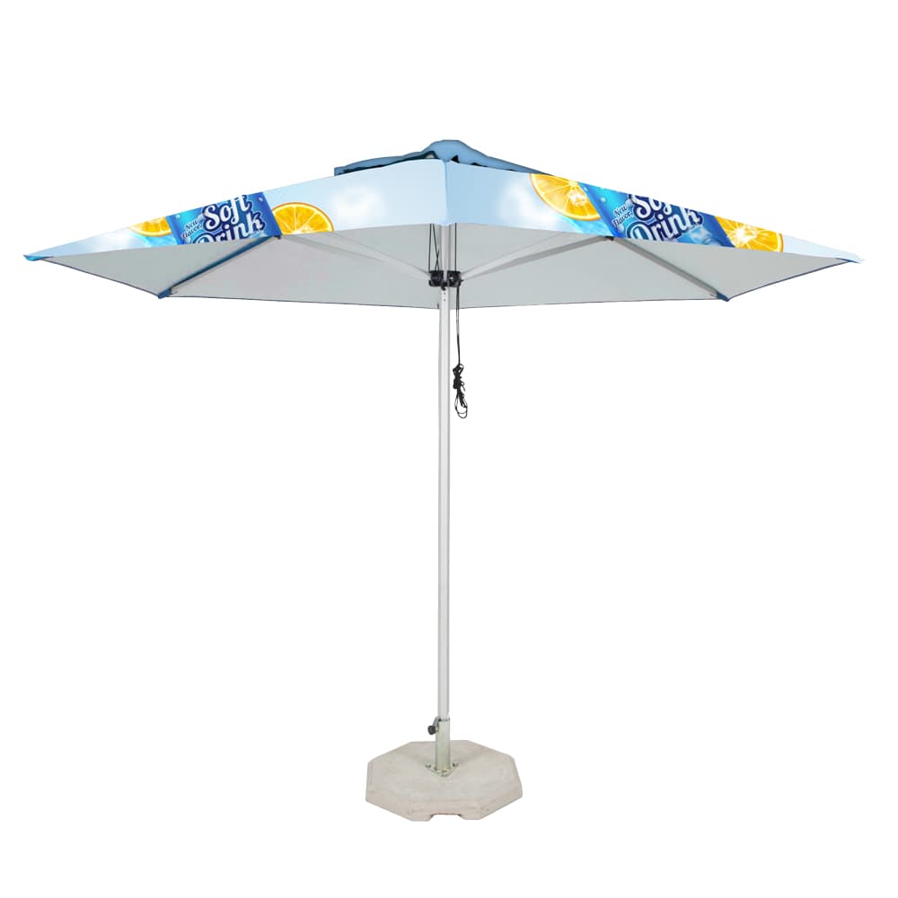 Umbrella 3m x 3m, UV Print, Hexagon 6-Panel, Complete