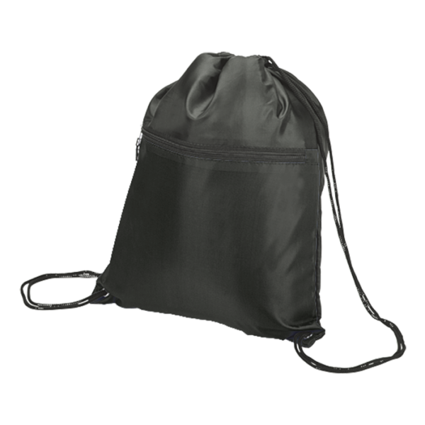 Drawstring Sport Bag with Zip Pocket 210D