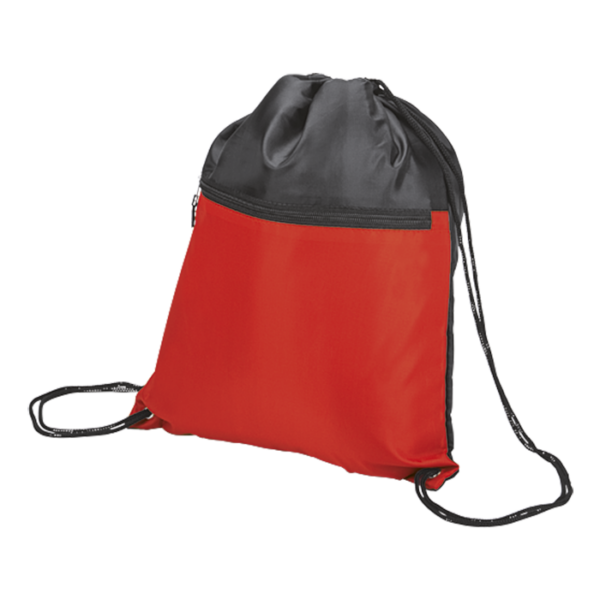 Drawstring Sport Bag with Zip Pocket 210D - Image 3