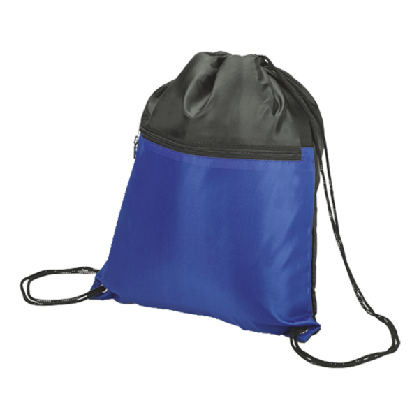 Drawstring Sport Bag with Zip Pocket 210D - Image 4