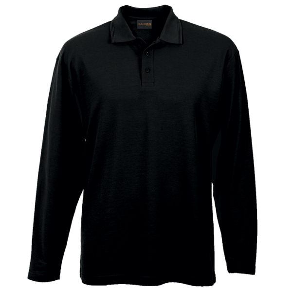 175g Pique Knit Long Sleeve Golfer Mens - Image 3