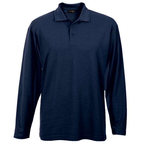 175g Pique Knit Long Sleeve Golfer Mens - Image 4