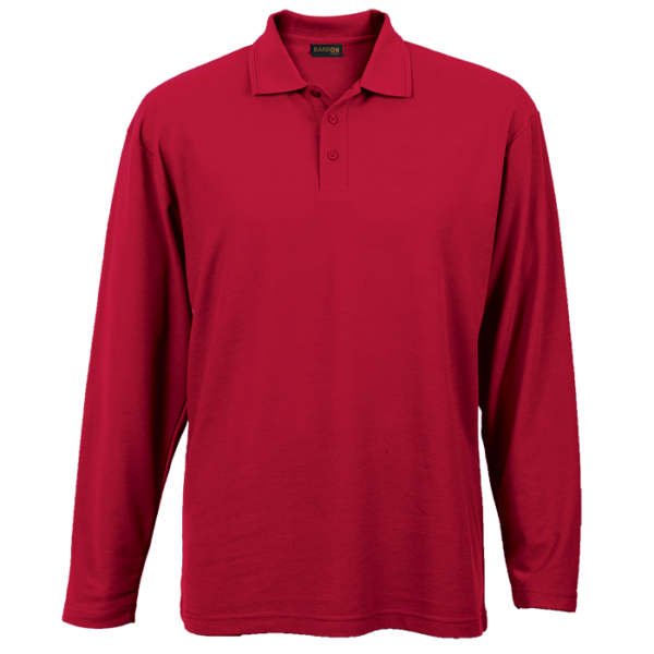 175g Pique Knit Long Sleeve Golfer Mens - Image 5