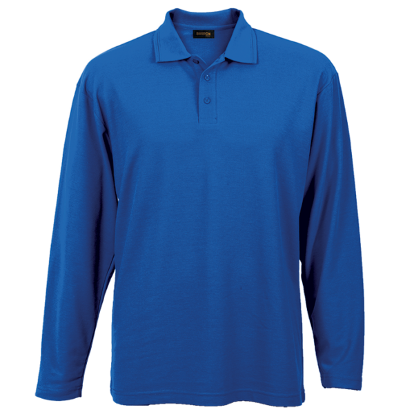 175g Pique Knit Long Sleeve Golfer Mens - Image 6