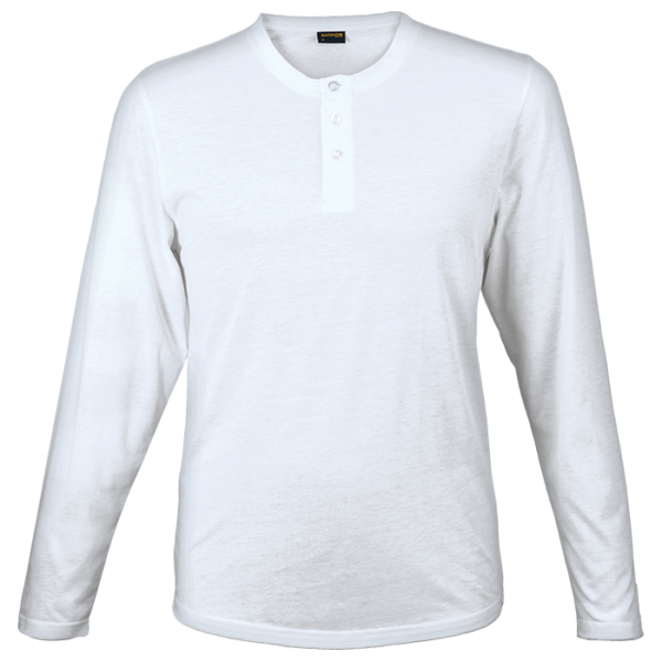 145g Henley Long Sleeve T-Shirt Mens - Image 3