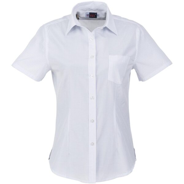 Ladies Short Sleeve Huntington Shirt - White Light Blue - Image 2