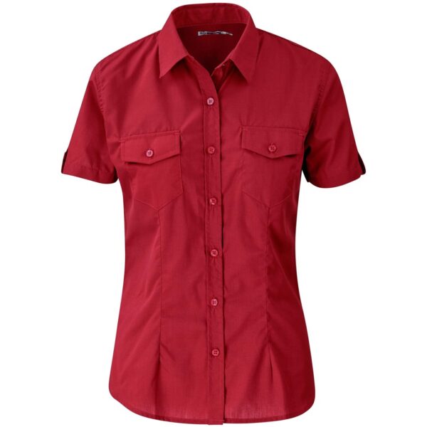 Ladies Short Sleeve Kensington Shirt - Red - Image 2