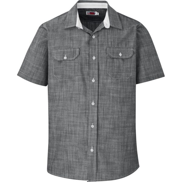 Mens Short Sleeve Windsor Shirt - Grey - Image 2