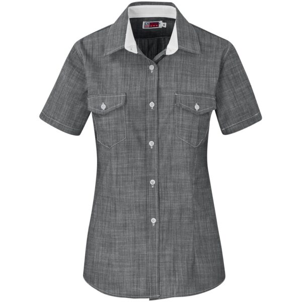 Ladies Short Sleeve Windsor Shirt - Grey