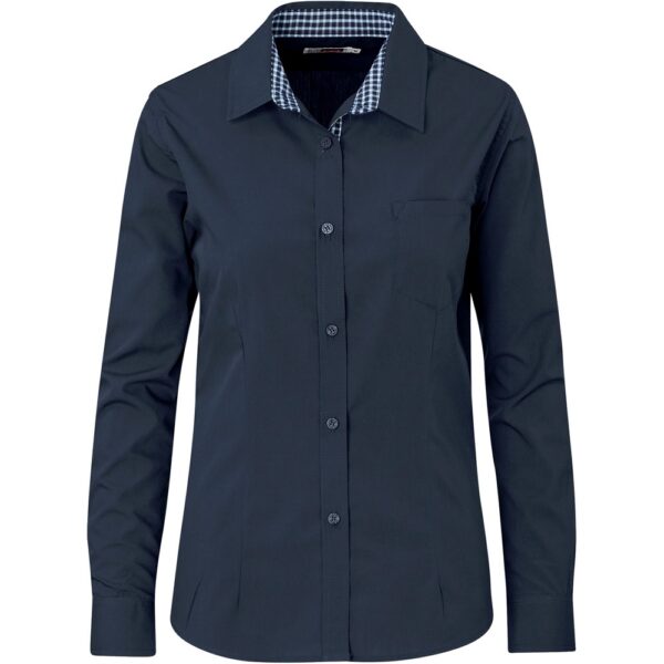 Ladies Long Sleeve Warrington Shirt - Navy - Image 2