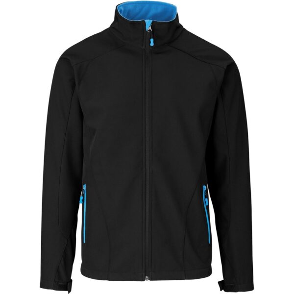 Mens Geneva Softshell Jacket - Black Cyan - Image 2