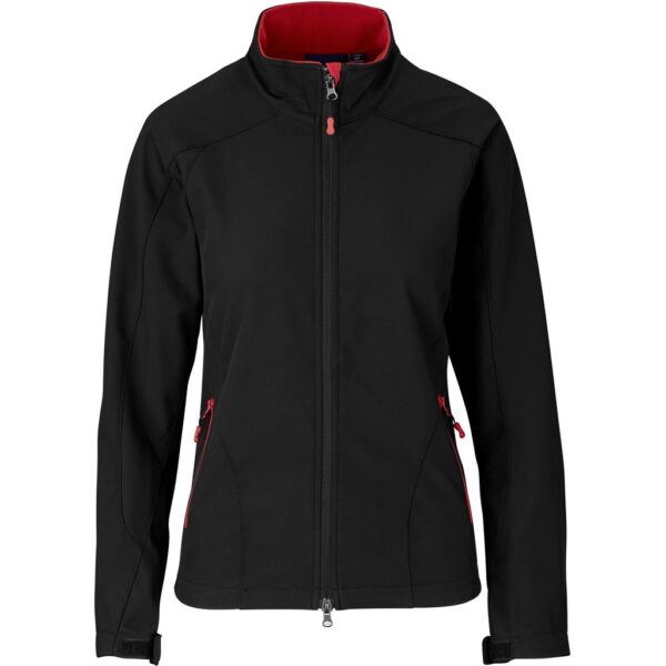 Ladies Geneva Softshell Jacket - Black Red - Image 2