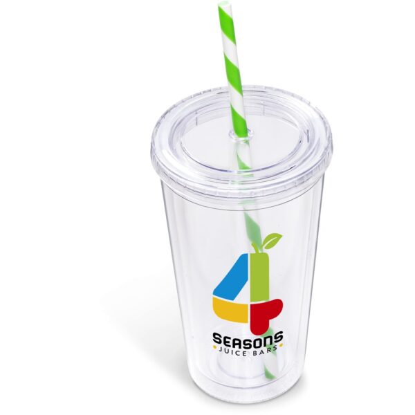 Malibu Double-Wall Plastic Tumbler & Straw - 470ml - Image 4