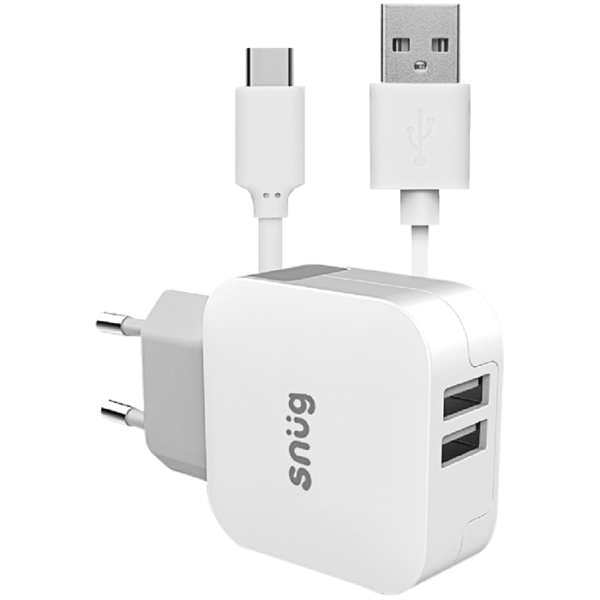 Snug Home Charger With USB Type-C Charge and Sync Cable