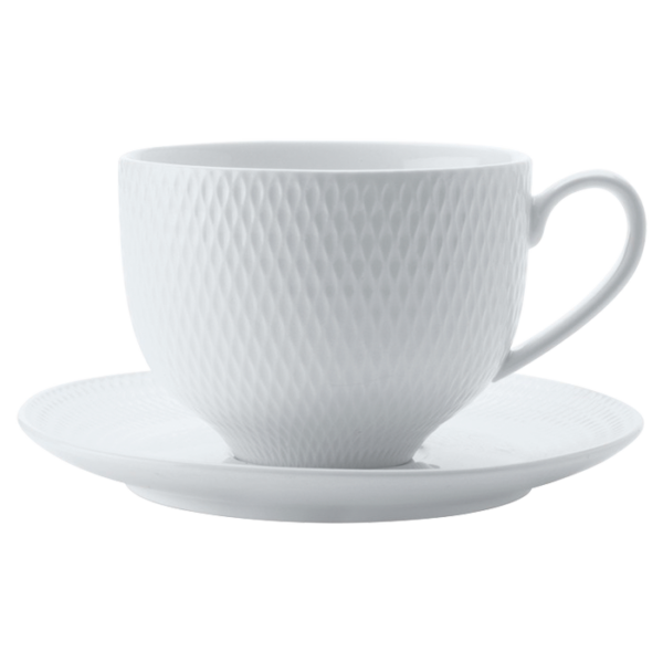 White Basics Diamonds Tea Cup and Saucer 220ml